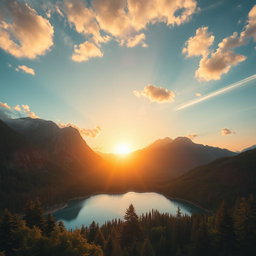 A high-resolution image synthesizing elements from an existing photograph, focusing on beautiful landscapes, vibrant colors, and detailed textures