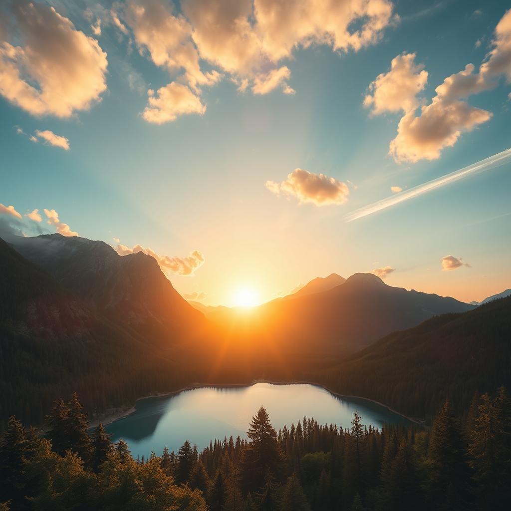 A high-resolution image synthesizing elements from an existing photograph, focusing on beautiful landscapes, vibrant colors, and detailed textures