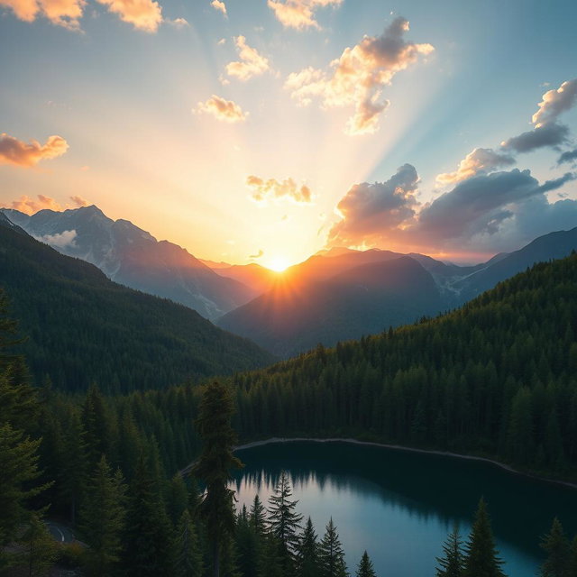 A high-resolution image synthesizing elements from an existing photograph, focusing on beautiful landscapes, vibrant colors, and detailed textures