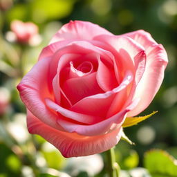 A stylized representation of a rose blooming, with intricate petals that subtly form the shape of female reproductive anatomy, surrounded by soft, dreamy colors of pink and white, with a lush green backdrop