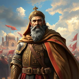 A highly detailed and respectful depiction of Hazrat Abbas, a historical and significant figure in Islamic history, recognized for his bravery and loyalty