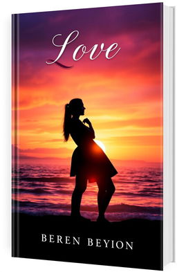 A stunning book cover featuring a young couple silhouette standing closely together at dusk, with a vibrant sunset sky painted in shades of orange, purple, and pink
