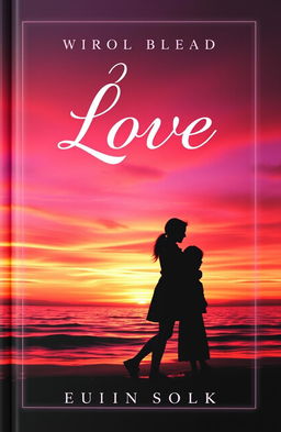 A stunning book cover featuring a young couple silhouette standing closely together at dusk, with a vibrant sunset sky painted in shades of orange, purple, and pink