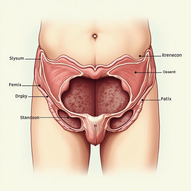 A detailed anatomical illustration of male genitals, showcasing the structure with a focus on realism and medical accuracy