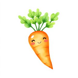 A cute, adorable carrot illustrated in a watercolor style