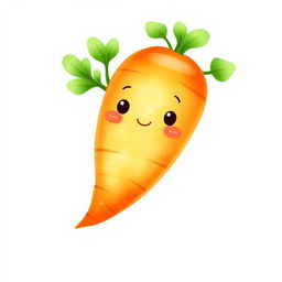 A cute, adorable carrot illustrated in a watercolor style