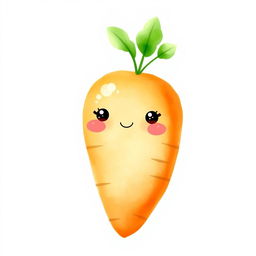 A cute chubby carrot illustrated in a whimsical watercolor style