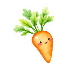 A cute chubby carrot illustrated in a whimsical watercolor style