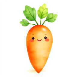 A cute chubby carrot illustrated in a whimsical watercolor style