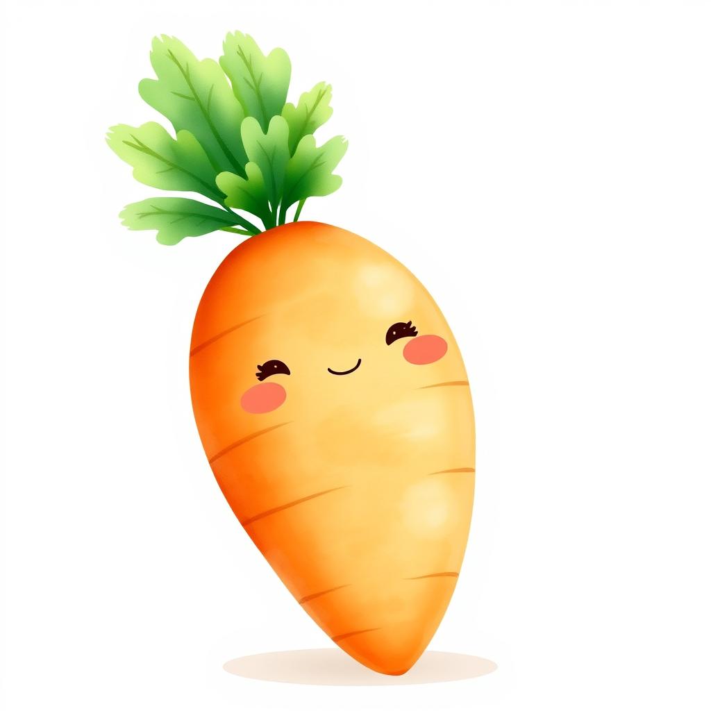 A cute chubby carrot illustrated in a whimsical watercolor style