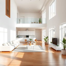 A beautifully designed interior of a duplex house in a minimalist style