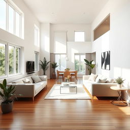A beautifully designed interior of a duplex house in a minimalist style