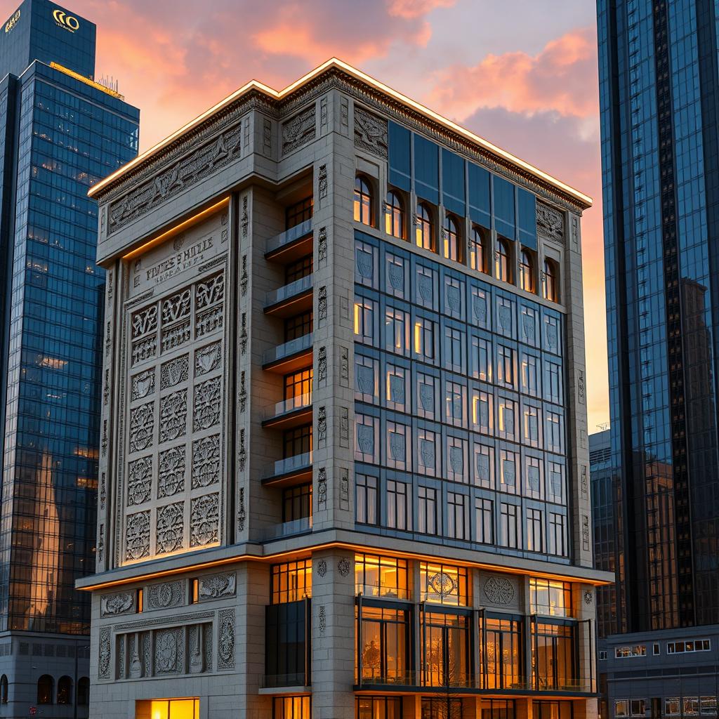 A 15-story building that combines two styles: Persian architecture from the Achaemenid era and modern design, merging historical elements with futuristic ones
