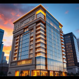 A 15-story building that combines two architectural styles: Persian Achaemenid and modern