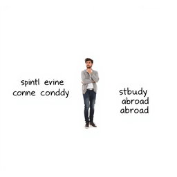 A person in a contemplative pose at a crossroads, symbolizing the dilemma between continuing education in their home country or studying abroad