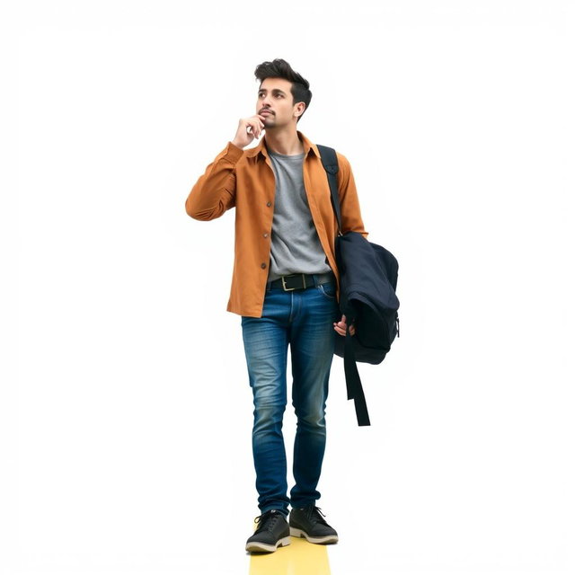 A person in a contemplative pose at a crossroads, symbolizing the dilemma between continuing education in their home country or studying abroad