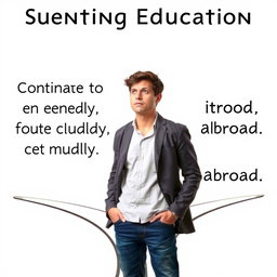 A person in a contemplative pose at a crossroads, symbolizing the dilemma between continuing education in their home country or studying abroad