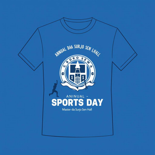 A simple yet eye-catching t-shirt design for the annual sports day at Master da Surjo Sen Hall, University of Dhaka