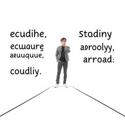 A person standing at a metaphorical crossroads, caught between the choice of pursuing education in their home country or studying abroad