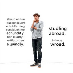 A person standing at a metaphorical crossroads, caught between the choice of pursuing education in their home country or studying abroad