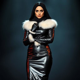 A mysterious woman wearing a niqab that covers her face except for her beautifully kohl-rimmed eyes