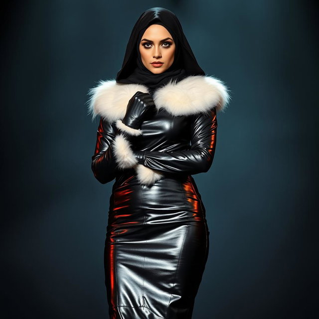 A mysterious woman wearing a niqab that covers her face except for her beautifully kohl-rimmed eyes