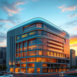 High detail rendering of a 20-story architectural style building with a height of 80 meters, combining two styles: Iranian and modern with a curvilinear shape