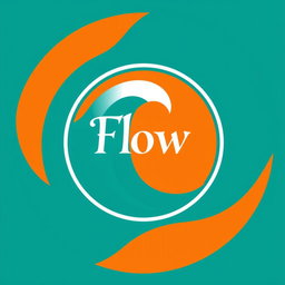 A circular logo design featuring a sleek and modern aesthetic, incorporating vibrant colors like teal and orange