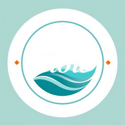 A circular logo design featuring a sleek and modern aesthetic, incorporating vibrant colors like teal and orange