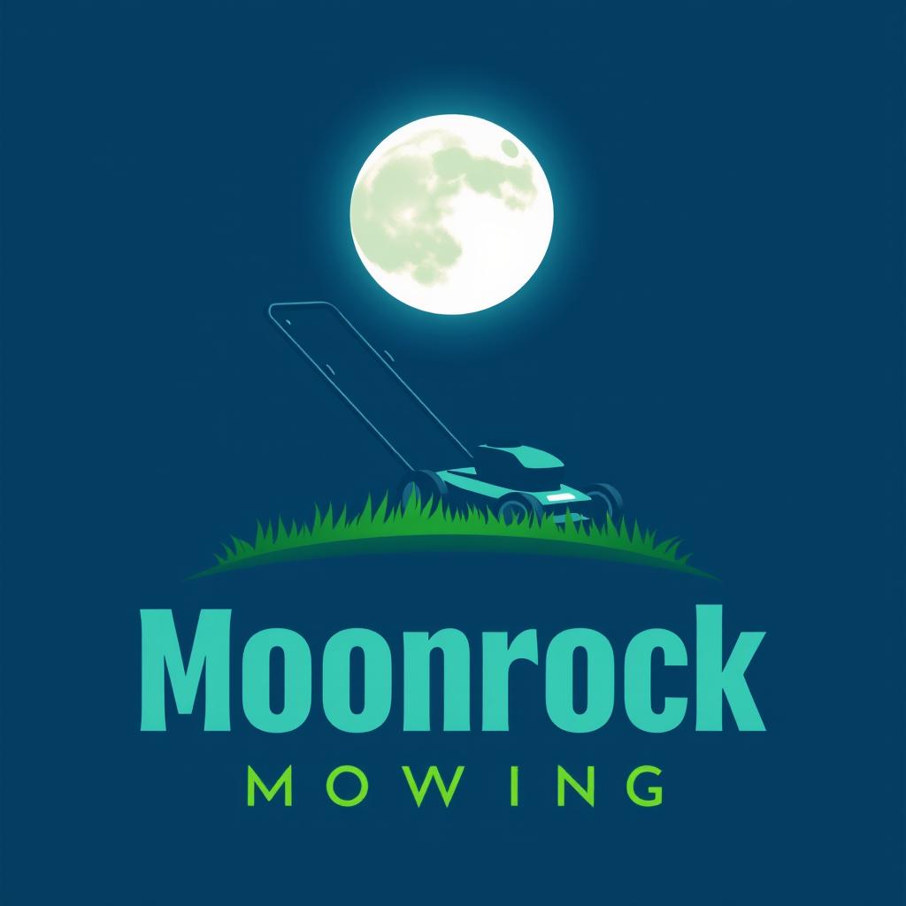 A logo design featuring a large, stylized moon as the central element, casting a soft light