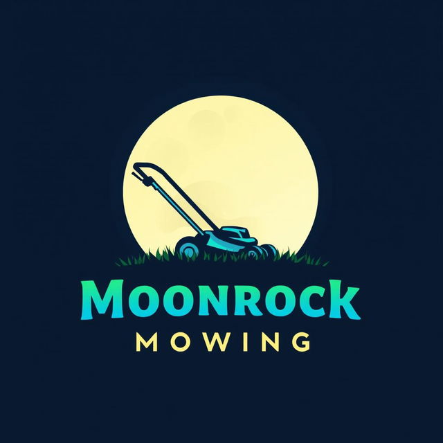 A logo design featuring a large, stylized moon as the central element, casting a soft light