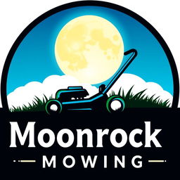 A logo design featuring a large, stylized moon as the central element, casting a soft light