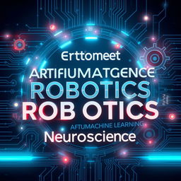 A futuristic design showcasing various robotics-related words artistically arranged in a visually appealing layout