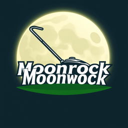 A logo design featuring a large, stylized moon with a soft glow, serving as the backdrop