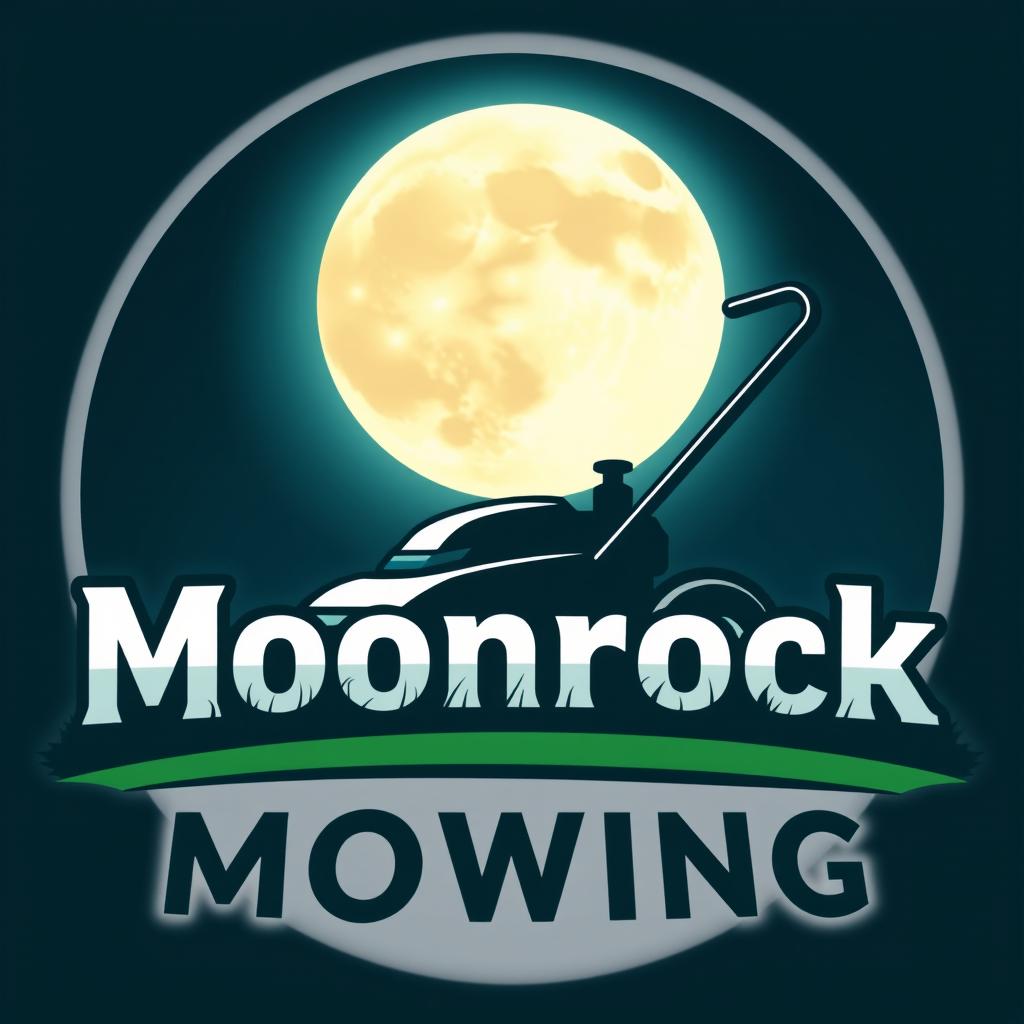 A logo design featuring a large, stylized moon with a soft glow, serving as the backdrop