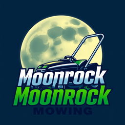 A bold and artistic logo design featuring a large, stylized moon with a soft, luminous glow that serves as the backdrop