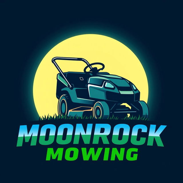 A bold and artistic logo design featuring a large, stylized moon with a soft, luminous glow that serves as the backdrop