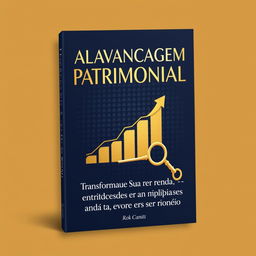 A sleek and elegant cover design for a book titled 'Alavancagem Patrimonial: Transforme Sua Renda em Riqueza' with the subtitle 'Estratégias inteligentes para multiplicar e proteger seu patrimônio'