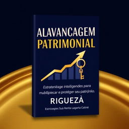 A sleek and elegant cover design for a book titled 'Alavancagem Patrimonial: Transforme Sua Renda em Riqueza' with the subtitle 'Estratégias inteligentes para multiplicar e proteger seu patrimônio'