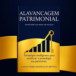 A sleek and elegant cover design for a book titled 'Alavancagem Patrimonial: Transforme Sua Renda em Riqueza' with the subtitle 'Estratégias inteligentes para multiplicar e proteger seu patrimônio'