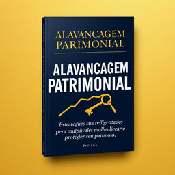A sleek and elegant cover design for a book titled 'Alavancagem Patrimonial: Transforme Sua Renda em Riqueza' with the subtitle 'Estratégias inteligentes para multiplicar e proteger seu patrimônio'