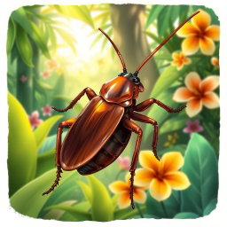 A detailed and vibrant illustration of a 'cafard', which translates to 'cockroach' in English