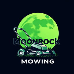 A striking logo design featuring a large, stylized moon with a radiant glow that dominates the background