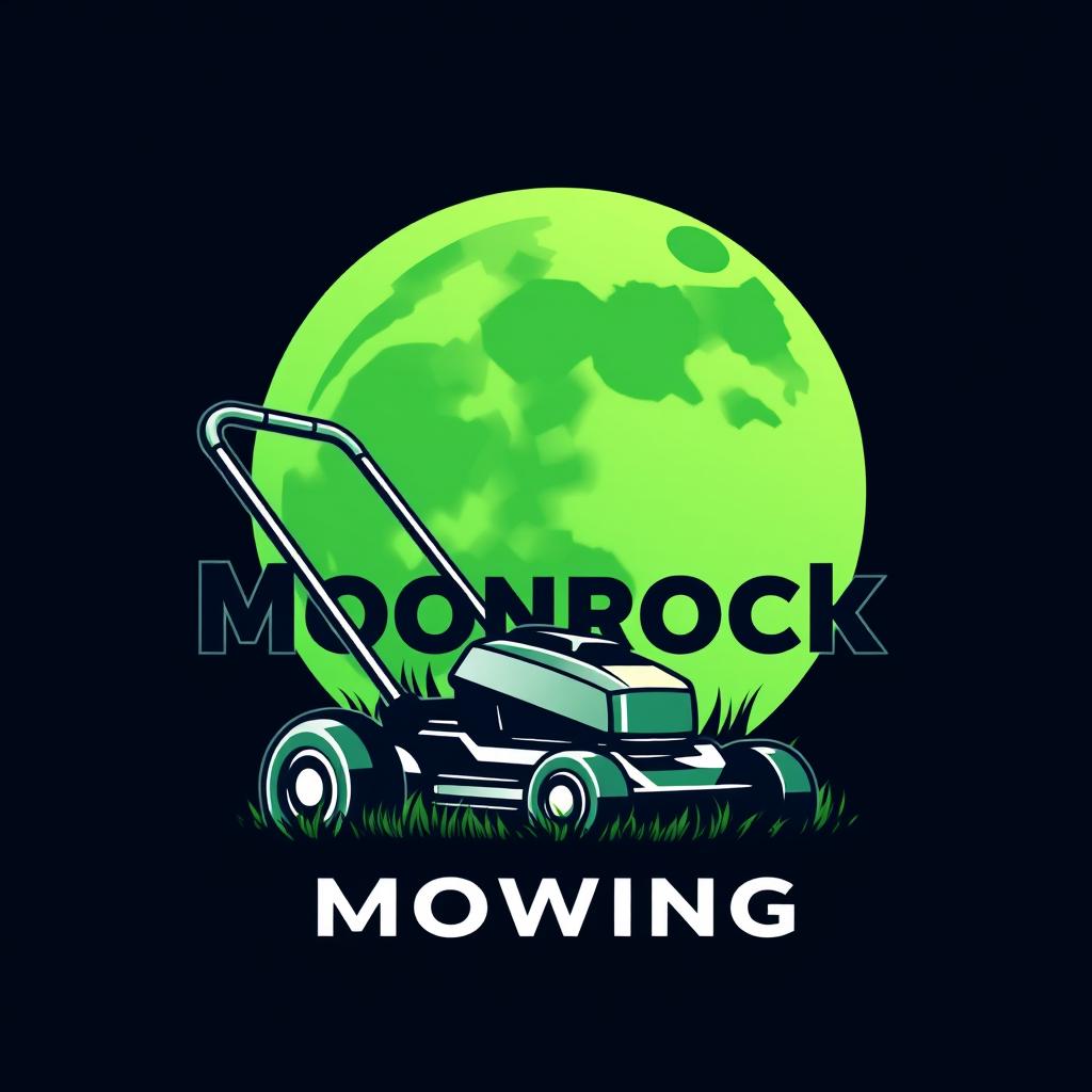 A striking logo design featuring a large, stylized moon with a radiant glow that dominates the background