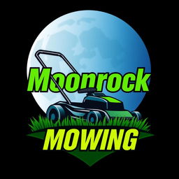 A striking logo design featuring a large, stylized moon with a radiant glow that dominates the background