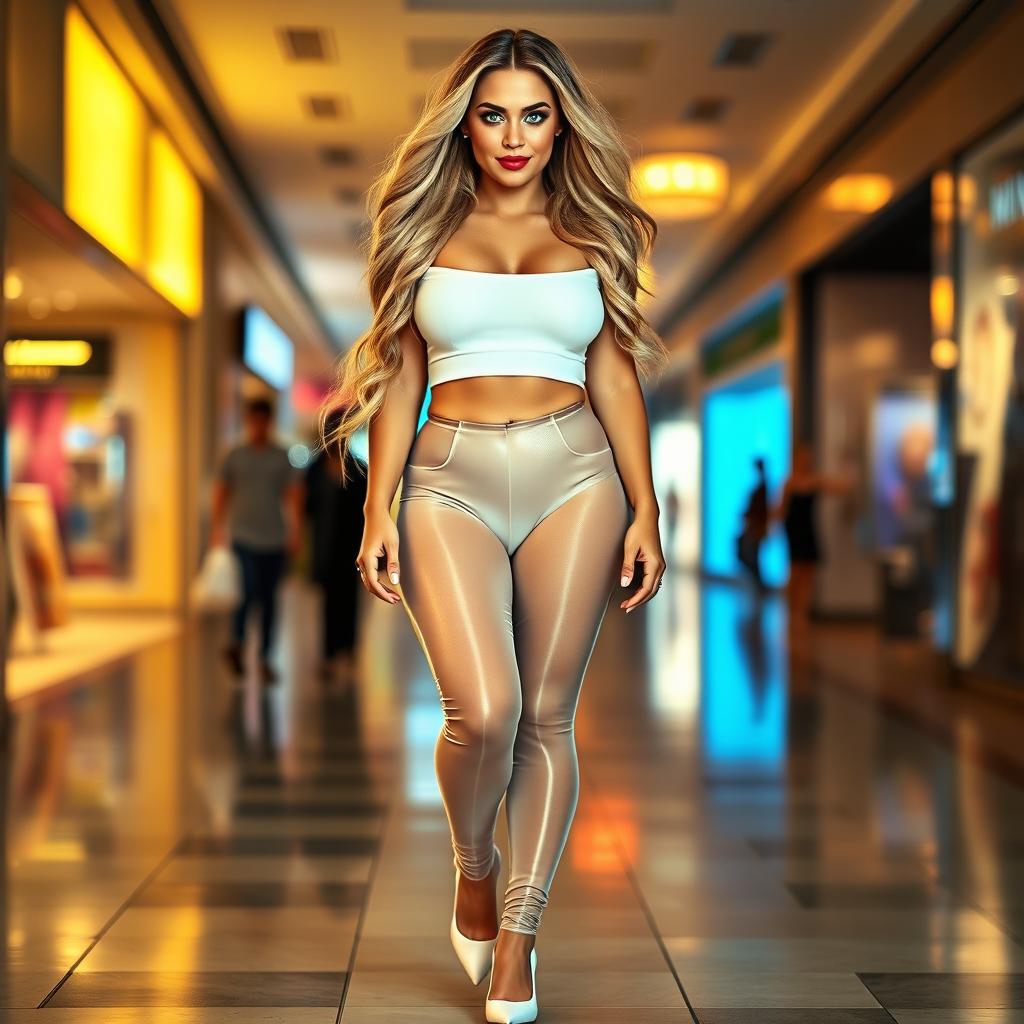A full-length photograph of a sexy, stunning, beautiful, curvy young woman with a soft, rounded face