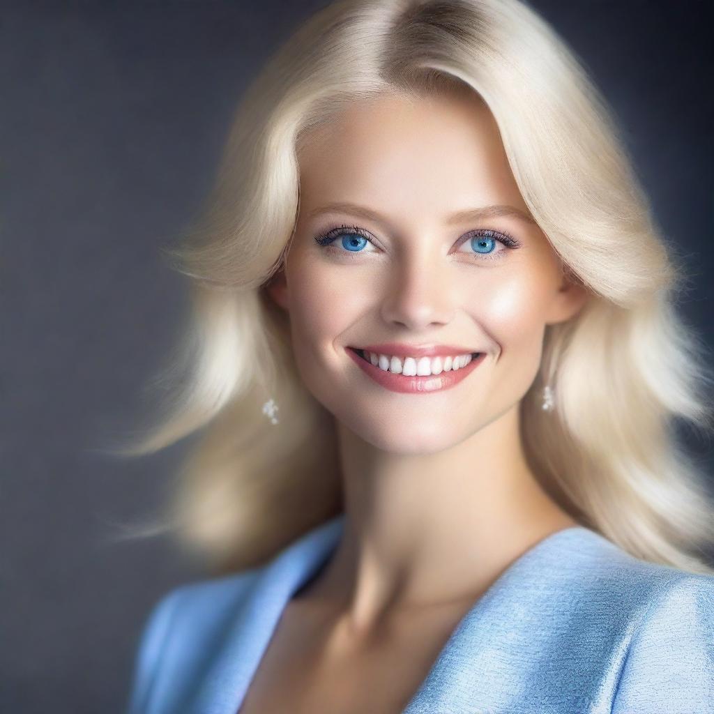 A high-quality digital art that presents a stunning blonde model