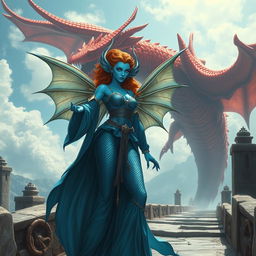 A female merfolk badass wizard with stunning blue skin, displaying an incredible array of magical powers