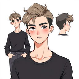 A character design of an 18-year-old male student, born on October 25, 2006, who has a captivating personality