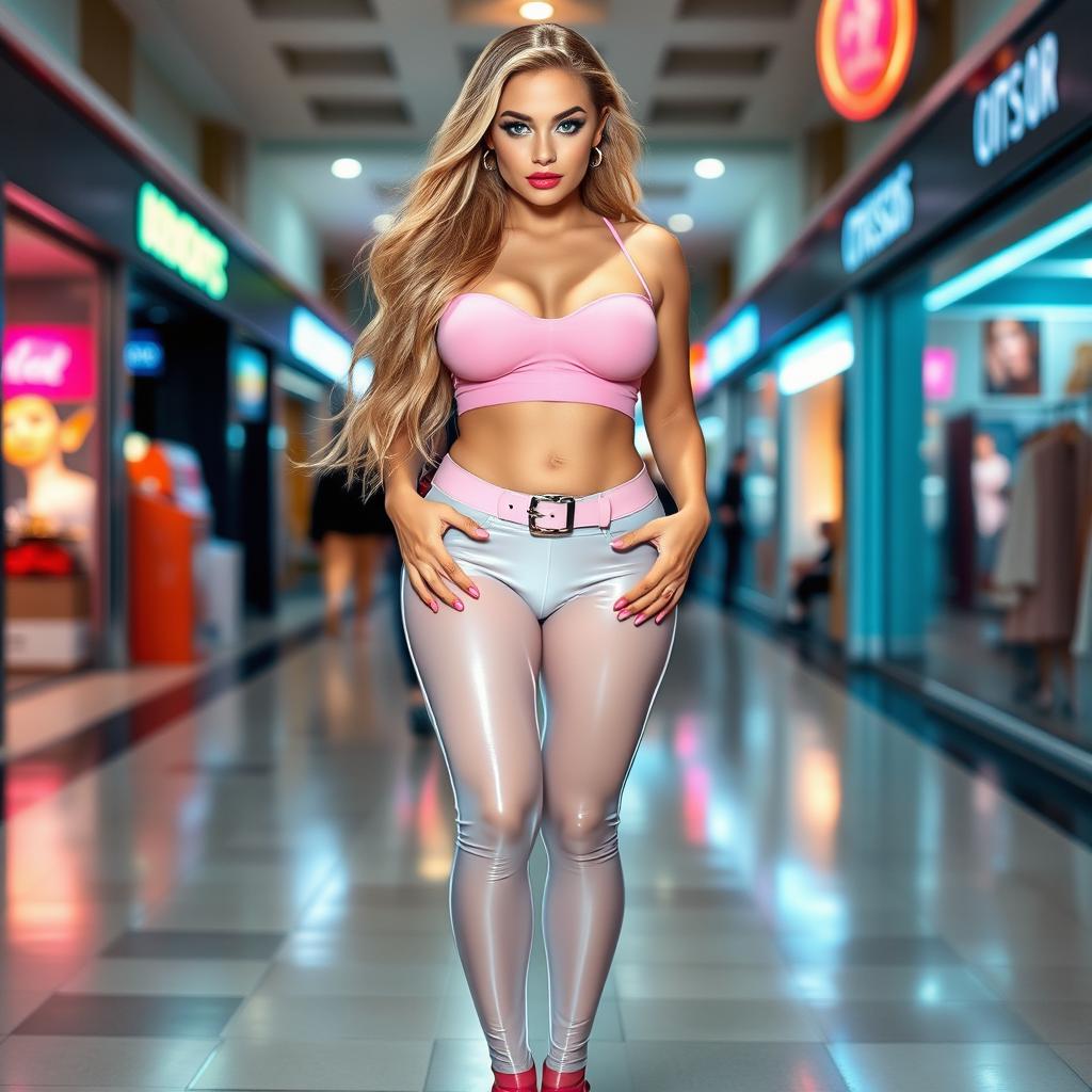 A full-length photograph of a sexy, stunning, beautiful, curvy young woman with a soft, rounded face